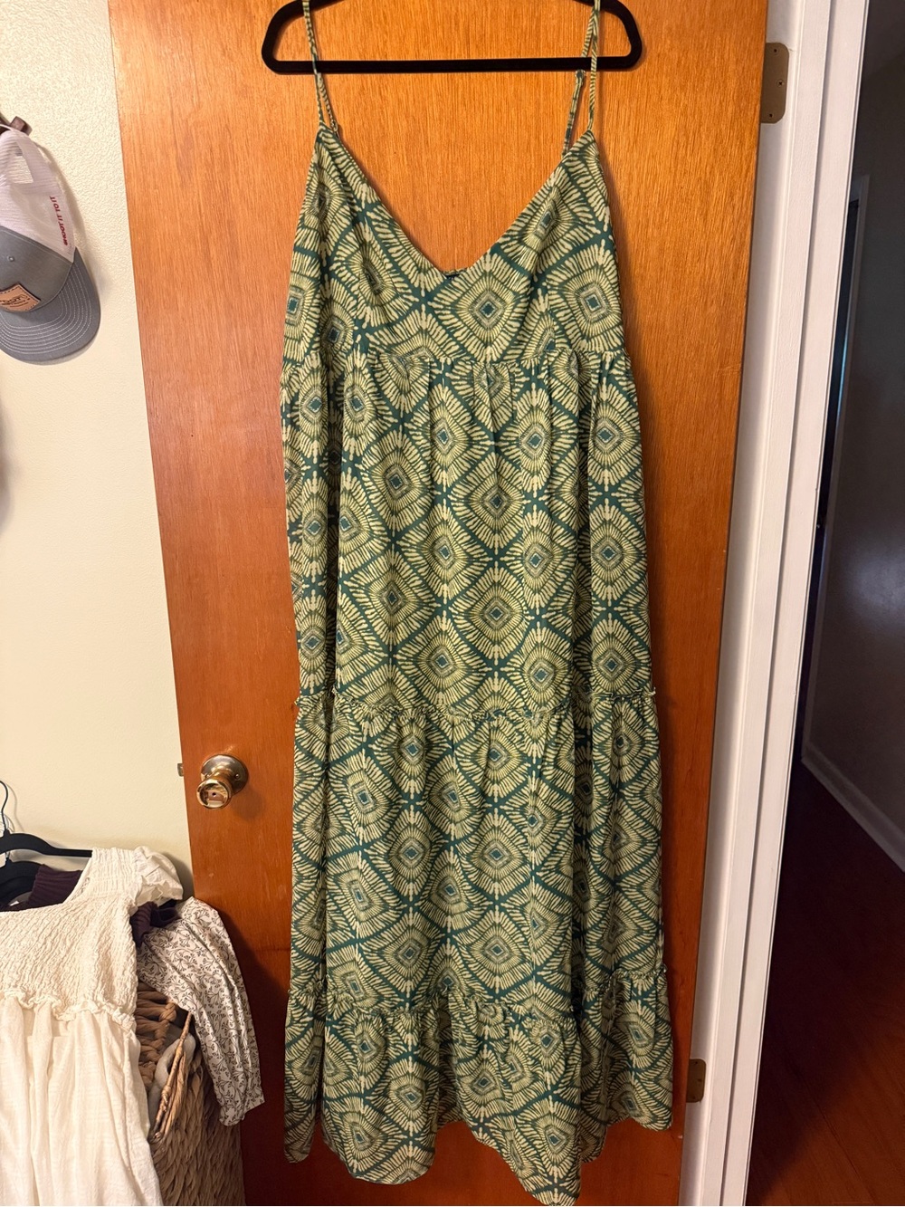 Fashion Nova Green Patterned Tiered Maxi Dress